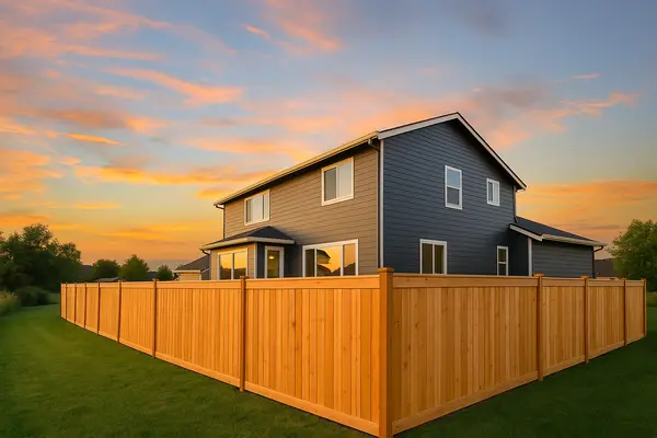 a house featuring a wooden fence from the outside view from PLANO FENCE REPAIRS in Plano, TX - Air Conditioning Inspection