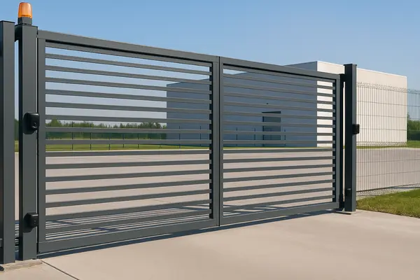 a building featureing a new metal gate fence from PLANO FENCE REPAIRS in Plano, TX - fencing near me