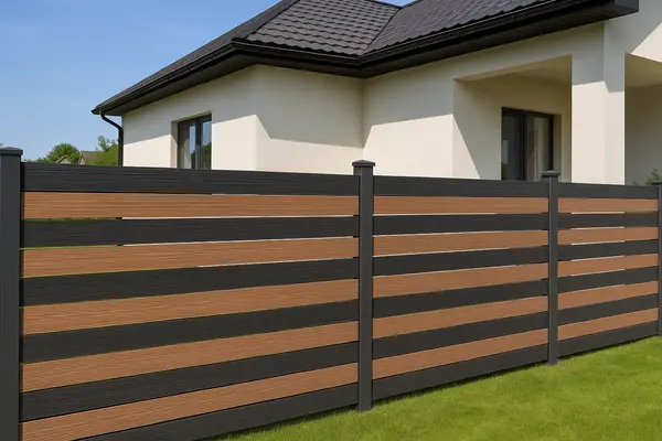 a house featuring a modern style fence around it from Plano Fence Repairs in Garland, TX - Garland TX